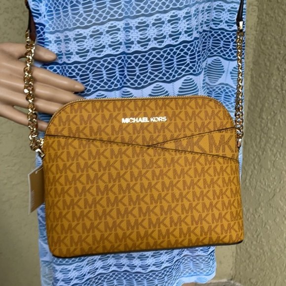 Michael Kors Jet Set Travel Medium Dome Crossbody Bag Marigold Multi - Picture 14 of 15